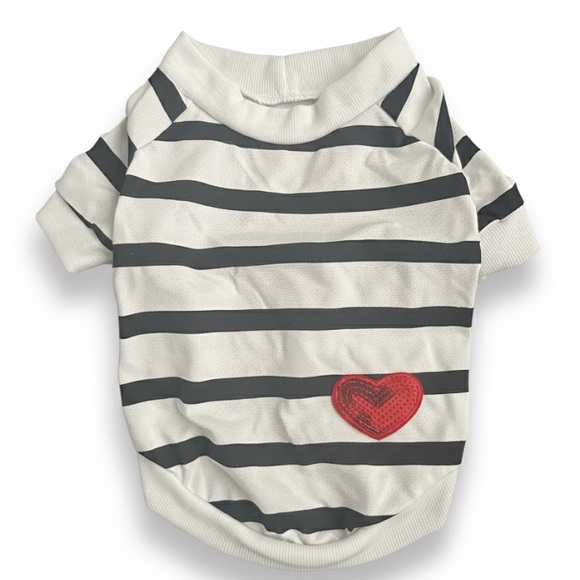 Droolingdog Other - 94# Fun Striped Dog Shirt with Heart Patch